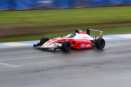 Nicolai Kjærgaard in British Formula Four during the BTCC Donington Weekend: 16th April 2016