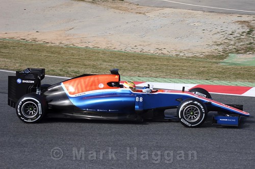 Rio Haryanto in his Manor car in Formula One Winter Testing 2016