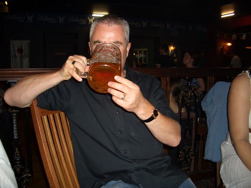Alan hidden behind the biggest tankard of beer ever !