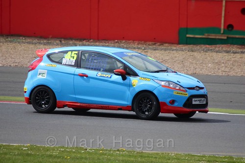 Jamie White in the BRSCC Fiesta Championship at Silverstone, April 2016