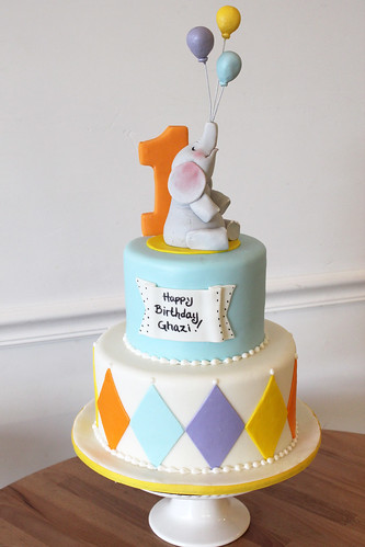 Circus Elephant 1st birthday cake