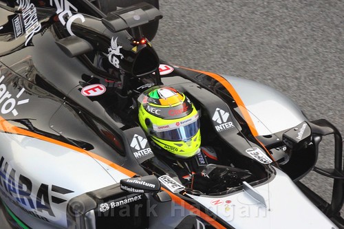 Sergio Perez in the Force India during Formula One Winter Testing 2016