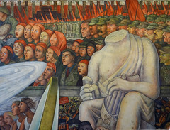 Rivera, Man Controller of the Universe, detail with Mayday parade past Lenin's tomb in Red Square