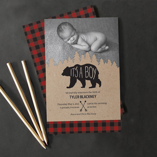 Baby Finalist — Vista Print, Lumberjack Birth Announcement