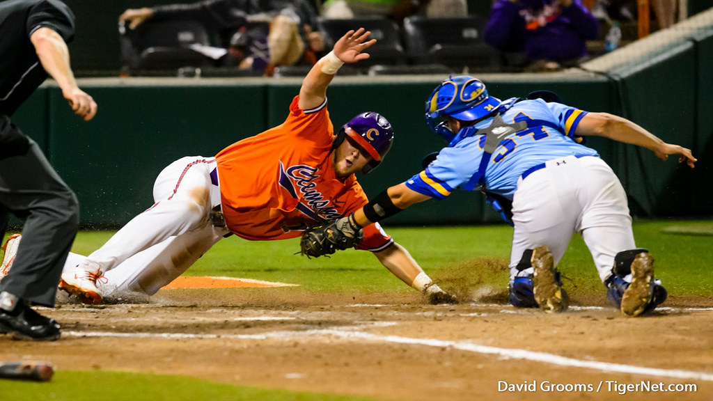 Clemson Baseball Photo of Justin Hawkins and moreheadst and ncaaregional