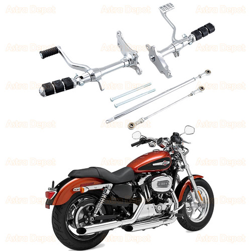 Set Black Forward Controls Pegs Levers Linkages and Left Right PU Leather Solo Swing Arm Saddlebag Compatible with 2014-2018 Harley Sportster XL883 XL1200 Motorcycle 