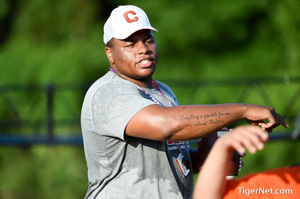 Clemson Recruiting Photo of Dexter Lawrence and Dabo Swinney Camp