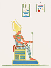 Anuket illustration from Pantheon Egyptien (1823-1825) by Leon Jean Joseph Dubois (1780-1846). Digitally enhanced by rawpixel.