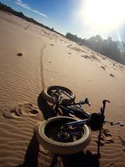 Day 7, approaching Little Ampire waterhole, perfect river sand for cycling, 2