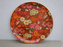 Vintage 1970's Arnold Designs Chalford Gloucestershire England Flower Power Fibreglass Serving Tray