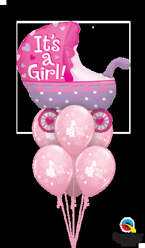 Baby Girl Pink Stroller Bouquet