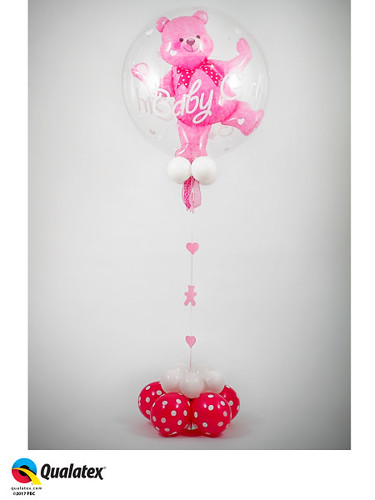 Pink Baby Girl Teddy Bubble Centerpiece