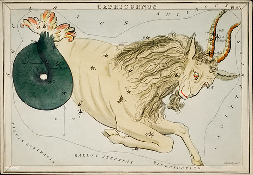 Sidney Hall's (1831) astronomical chart illustration of the zodiac Capricornus. Original from Library of Congress. Digitally enhanced by rawpixel.