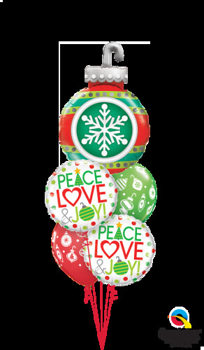 Peace Love & Joy Christmas Ornament Shape Staggered Bouquet