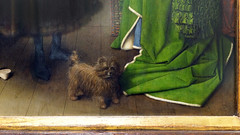 Jan Van Eyck, Dog detail, The Arnolfini Portrait, detail