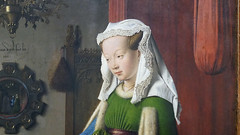 Jan Van Eyck, detail with woman close, The Arnolfini Portrait