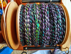 plied yarn on the bobbin