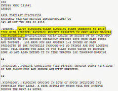 September 12, 2013 - The National Weather Service forecast discussion warns of "biblical rainfall amounts."