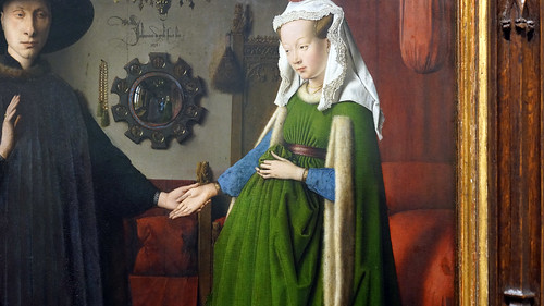 Jan Van Eyck, detail with woman, The Arnolfini Portrait
