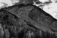 Layers of Rock with Striations on Mount Dennis (Black & White, Yoho National Park)