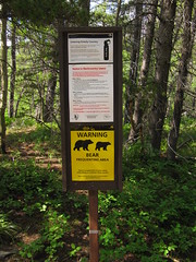 Bear warning, Glacier National Park, Montana, USA