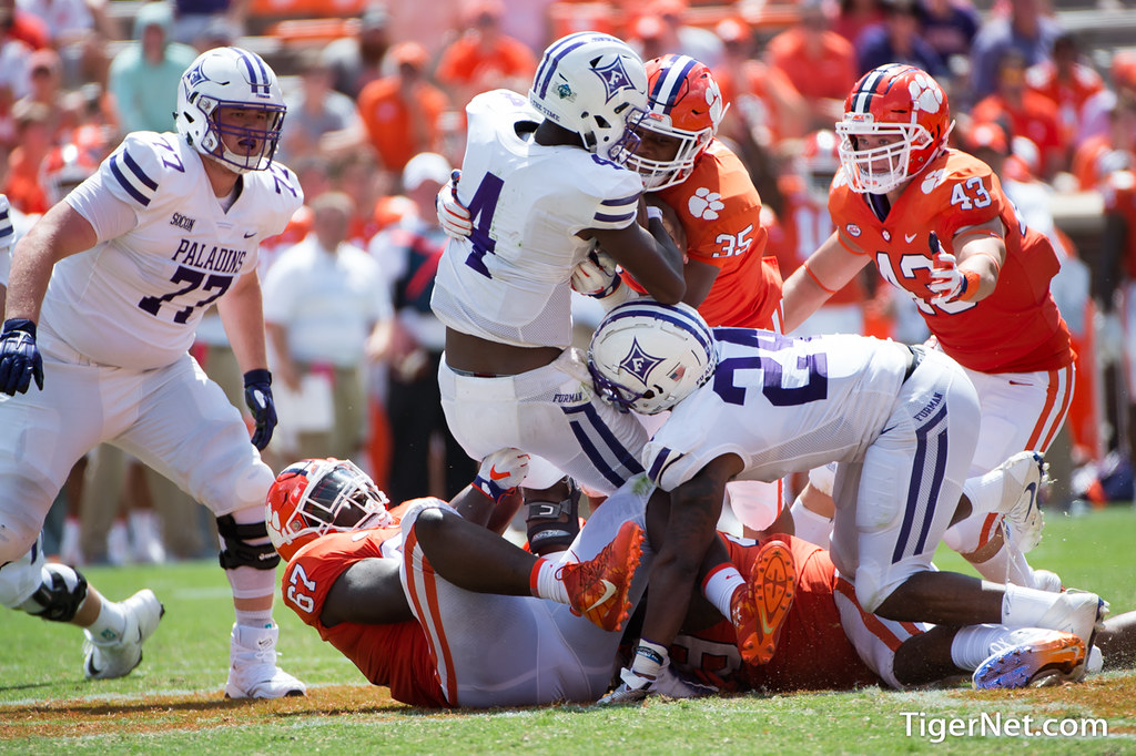 Clemson Football Photo of Albert Huggins and Justin Foster and Furman