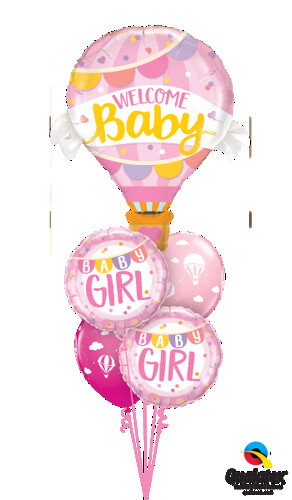 Welcome Baby Girl Hot Air Balloon