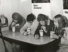 Young people enjoying milk shakes in a Lower Hutt shop.