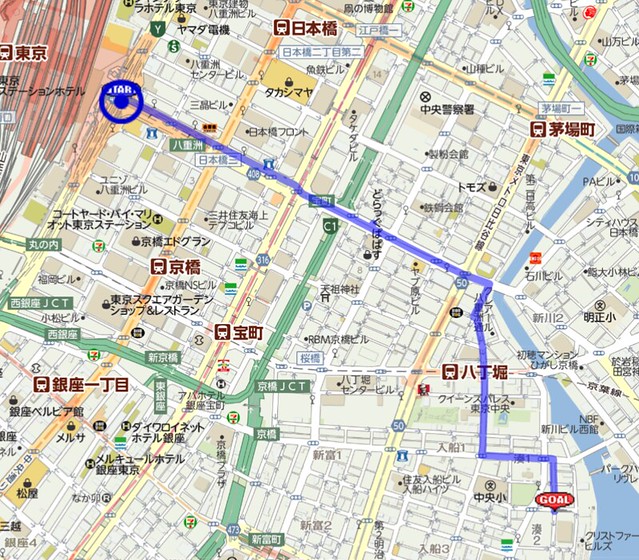 どこを通ってます？東京駅から八重洲通りを...