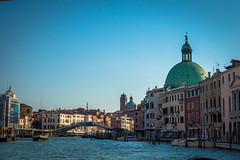 Coming into Venice from another island on the Grand Canal in Italy.
