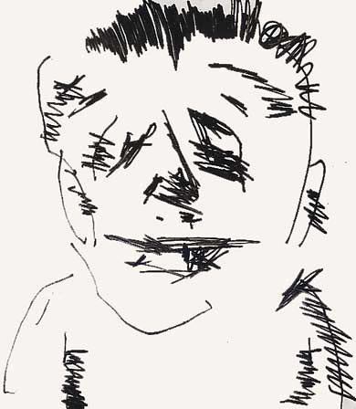 portrait drawing in line ink on paper expressive portraits drawings face sketch contemporary sketches man had black and white artwork study learn how to רפי פרץ צייר אמן  draw in progress for beginner