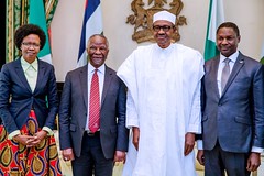 President Buhari receives in Courtesy visit H.E. Thabo Mbeki Chairperson AU High Level Panel on Illicit Financial Flows from Africa in State House on 4th Oct 2018