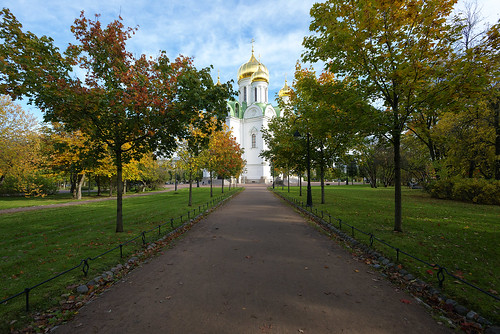 Autumn path to the cathedral.