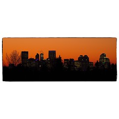 City skyline at sunrise.. #photography #photooftheday #photoadaychallenge #canon7d #sigma150600 #nature #opcmag #project365 #yyc #calgary #sunrise #city #skyline #silhouette #orangesky