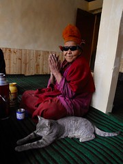 85 year old nun provides tea and biscuits at Tungri Monastery (all women)